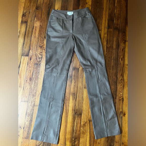 Chadwicks vintage genuine leather pants taupe sz 4 TALL - Picture 1 of 6